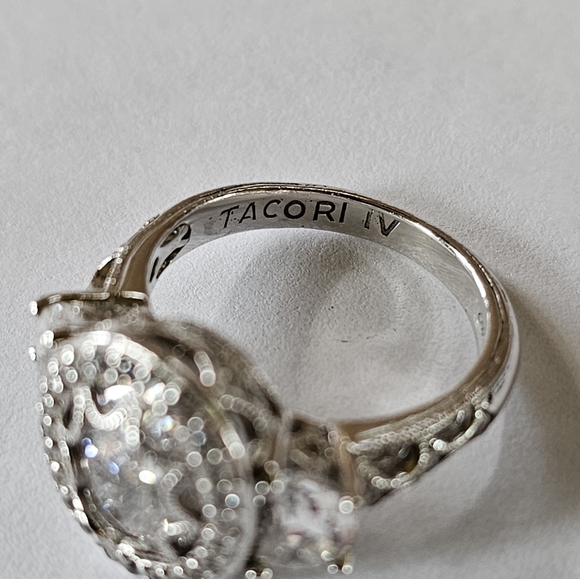 Antique Style Tacori IV Diamonique Epiphany Platinum Clad 925 Ring Size 5.5 - Picture 12 of 16